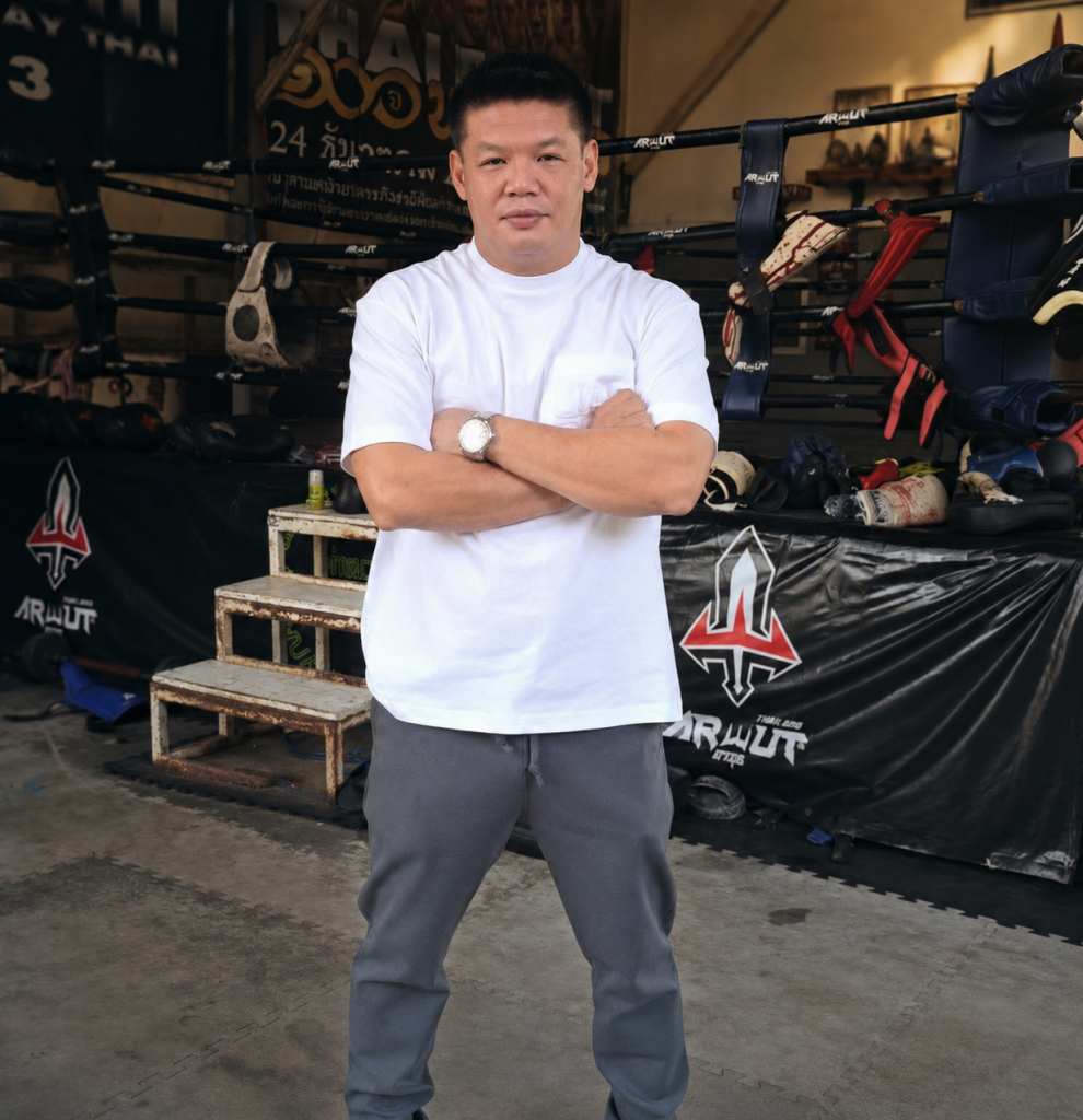 Kru Top, head trainer and owner of Sangmorakot Muay Thai camp in Bangkok